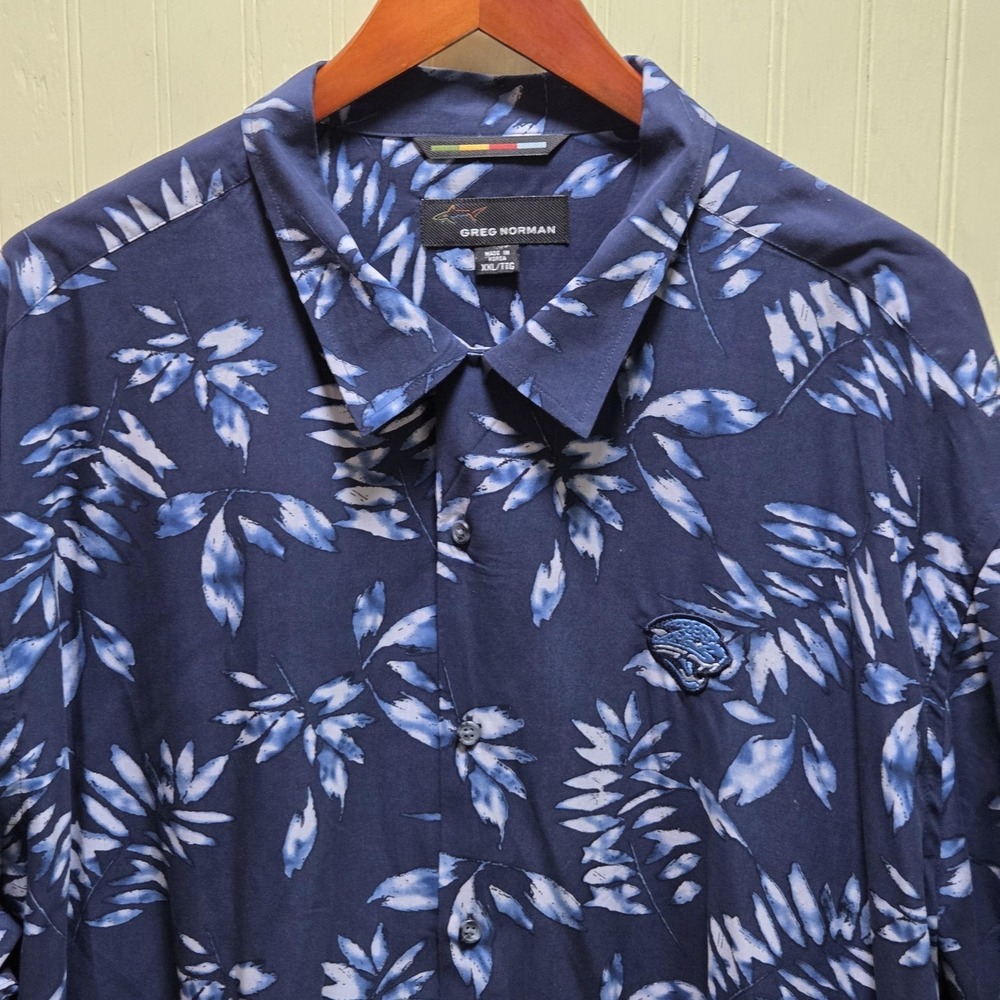 Jacksonville Jaguars Shirt Mens 2XL Blue NFL Football Greg Norman Hawaiian